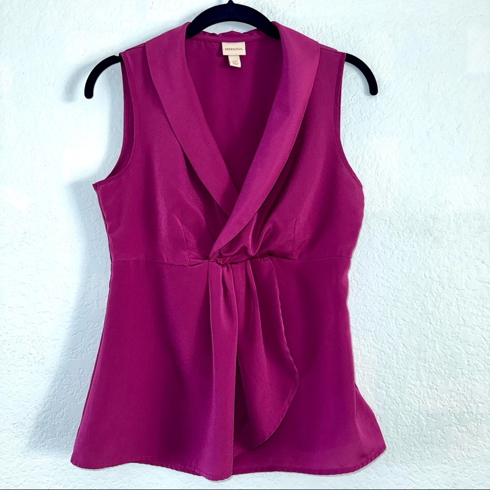 MERONA high quality beautiful sleeveless satin blouse, fuchsia color, size XS